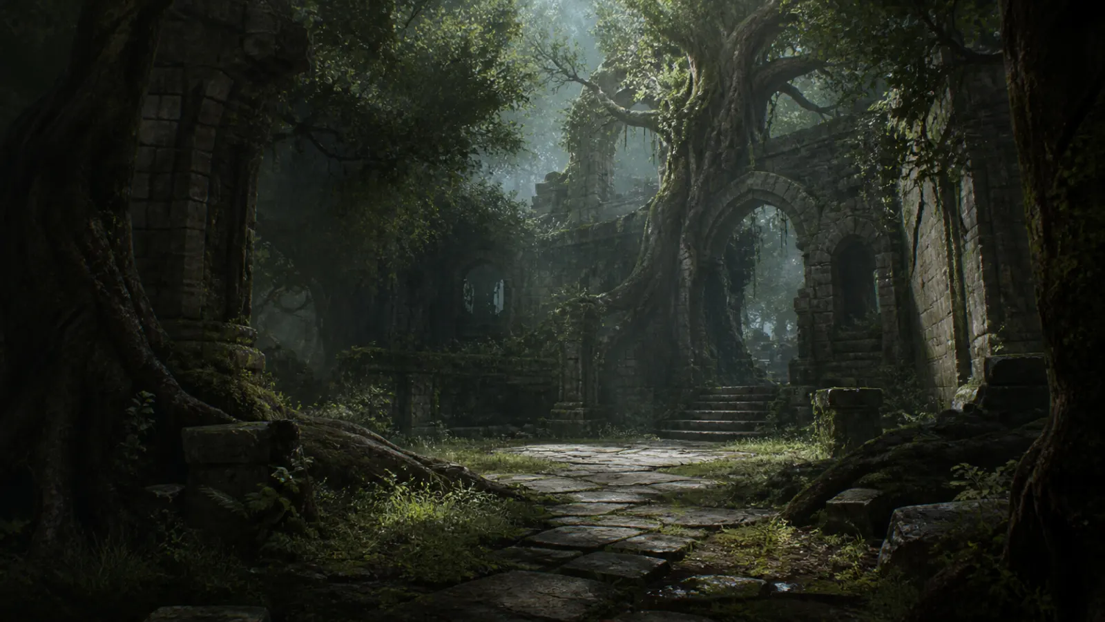 Forest road tutorial scene
